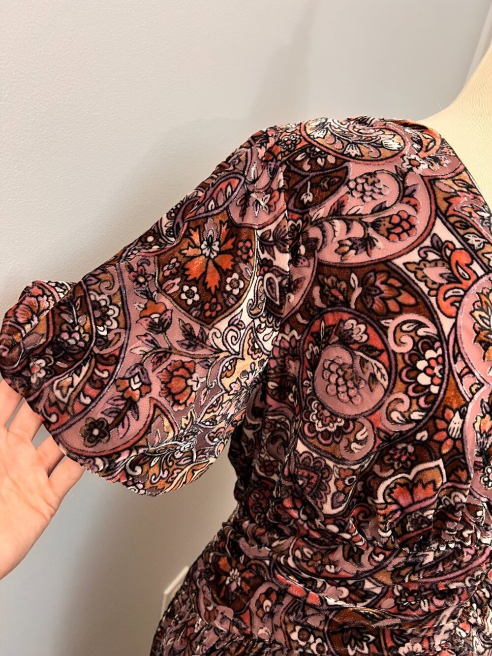 NWOT Anthropologie Katerina Mauve Button Front Velvet Floral Maxi Dress  22W - Picture 4 of 16